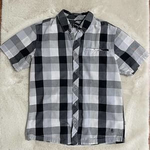 Smartwool Size S Mens Shirt Summit County Gray Plaid Button Front Short Sleeve